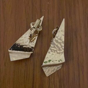 Vintage CrownTrifari Gold-tone Textured Earrings with Triangular Design